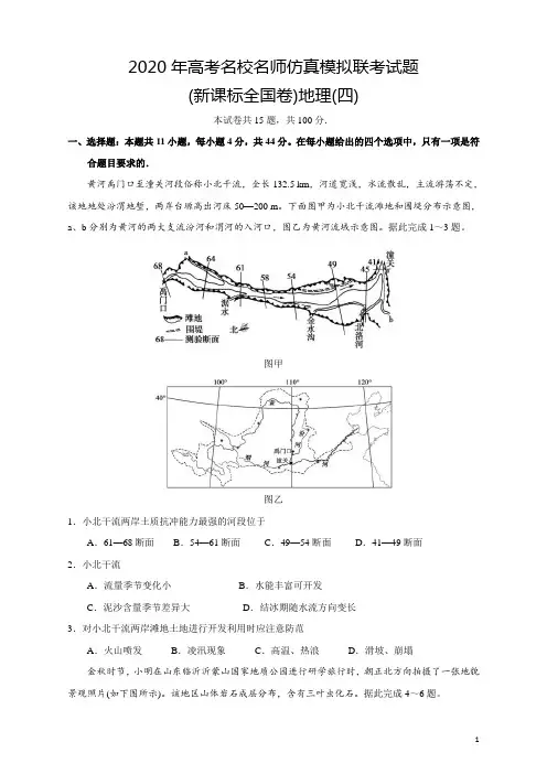 2020年高考名校名师仿真模拟联考试题 (新课标全国卷)—地理试题及答案(04)