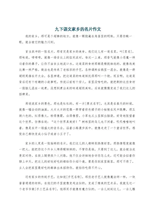 九下语文家乡的名片作文