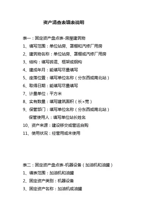 加油站资产清查表填表说明-加油站