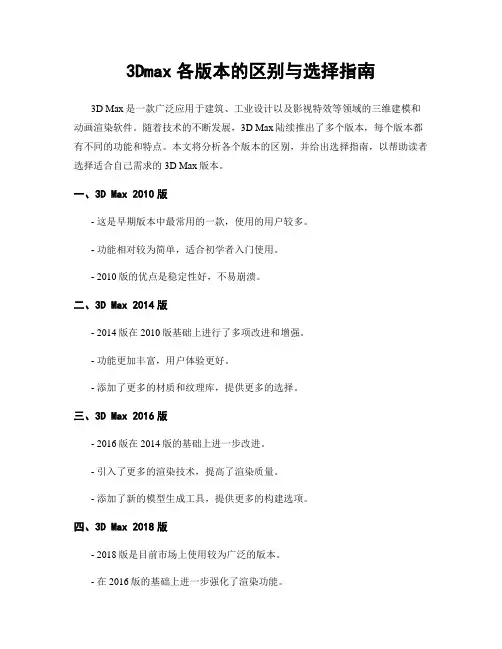 3Dmax各版本的区别与选择指南