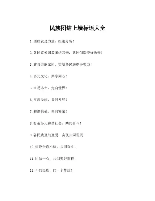 民族团结上墙标语大全