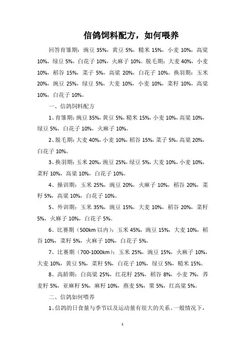 信鸽饲料配方,如何喂养