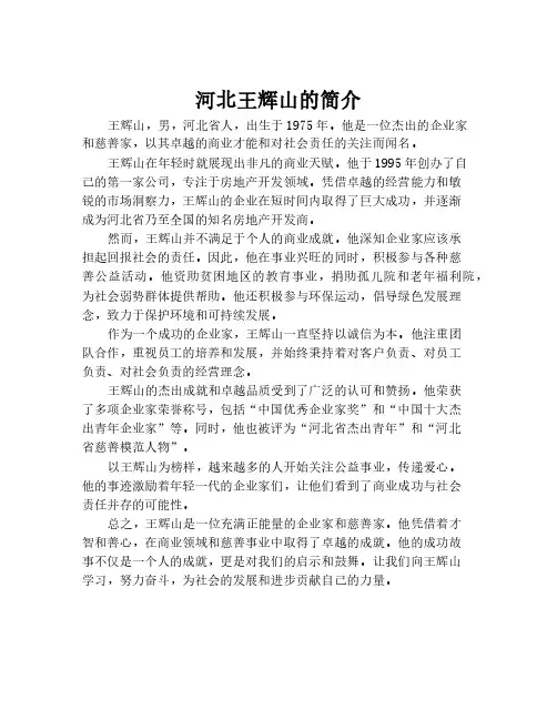 河北王辉山的简介