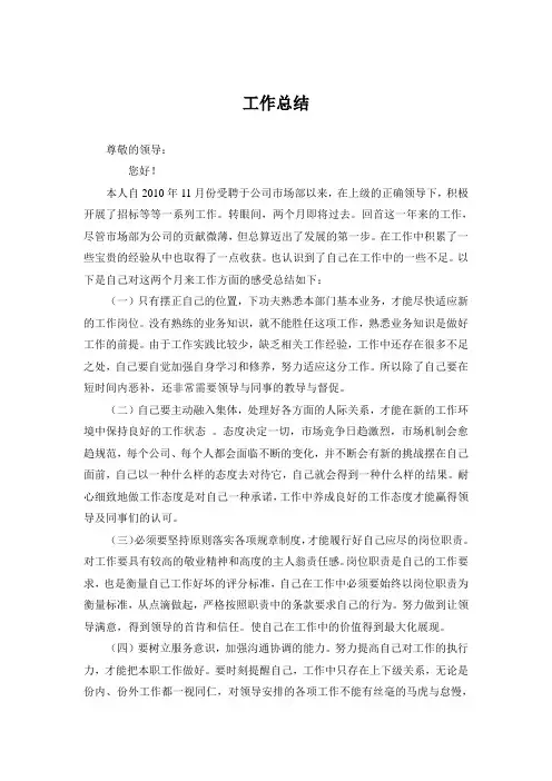 试用转正工作总结