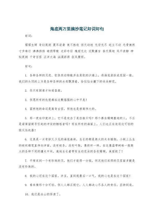 海底两万里摘抄笔记好词好句