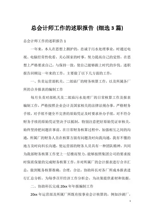 总会计师工作的述职报告(细选3篇)