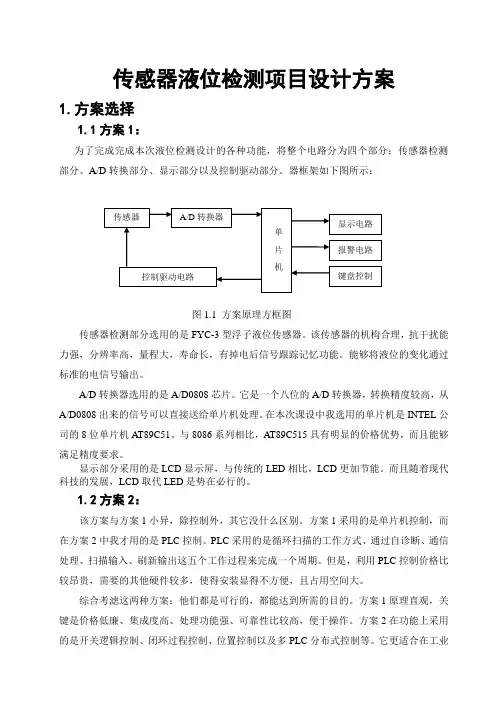 传感器液位检测项目设计方案