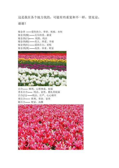 各种花的花语