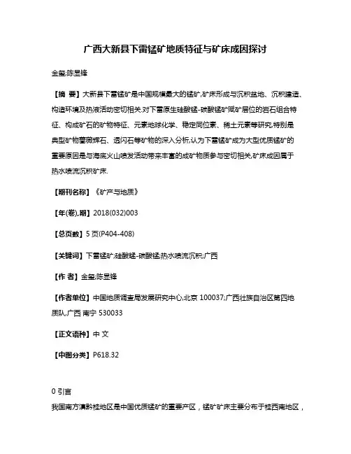广西大新县下雷锰矿地质特征与矿床成因探讨