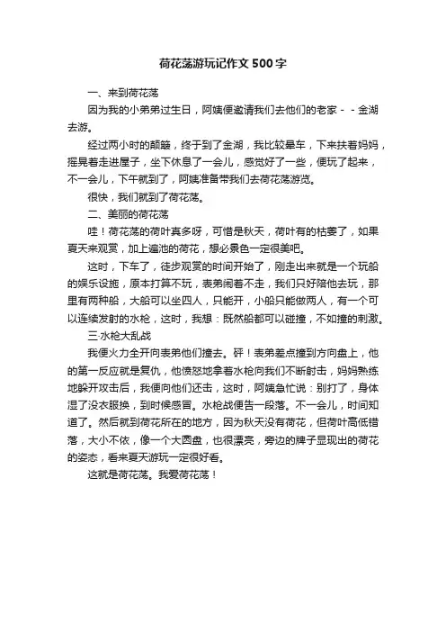 荷花荡游玩记作文500字