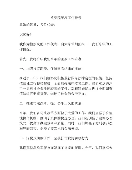 检察院年度工作报告