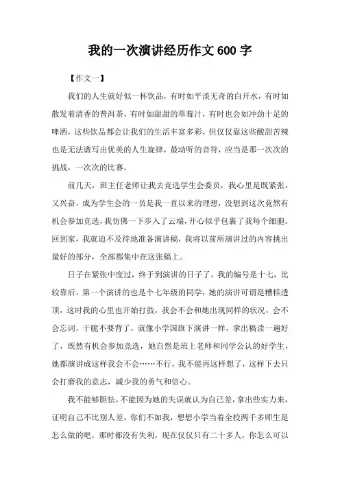 我的一次演讲经历作文600字