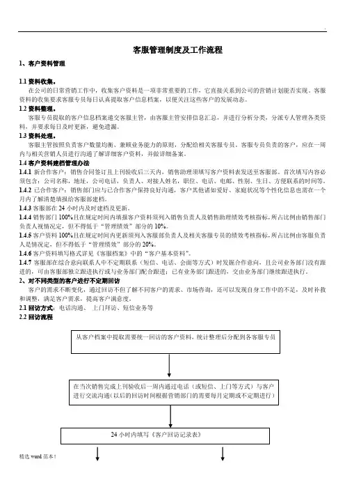 客服管理制度及工作流程