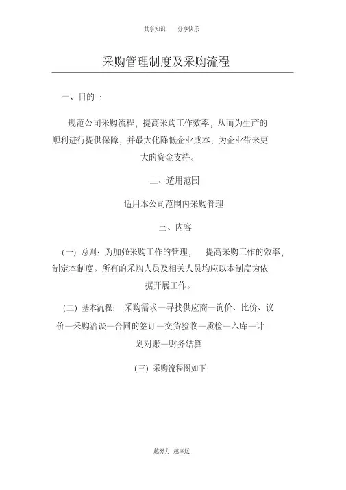 采购管理制度及采购流程