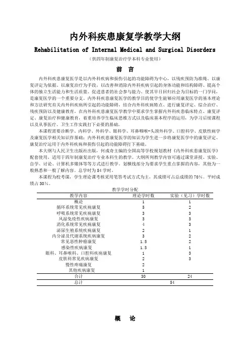(完整版)内外科疾患康复学教学大纲1.7