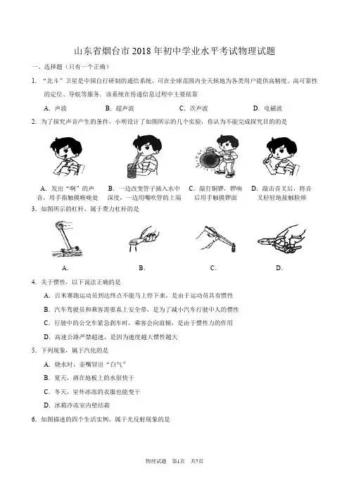山东省烟台市2018年中考物理试题