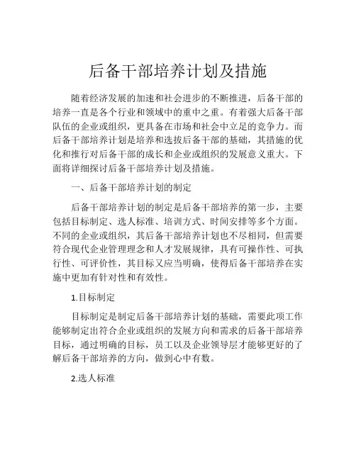 后备干部培养计划及措施