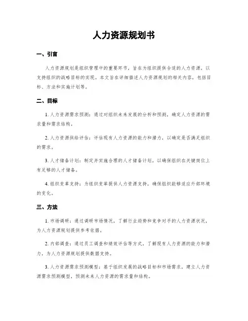 人力资源规划书