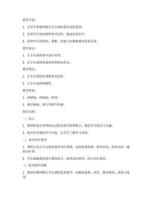 大学网球正手技术教案