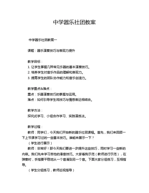 中学器乐社团教案