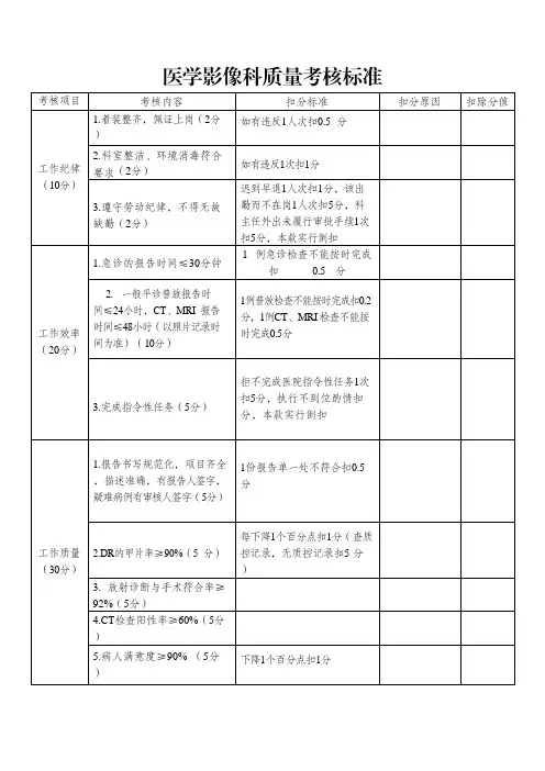 医学影像科质量考核标准