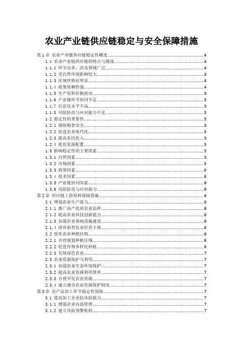 农业产业链供应链稳定与安全保障措施