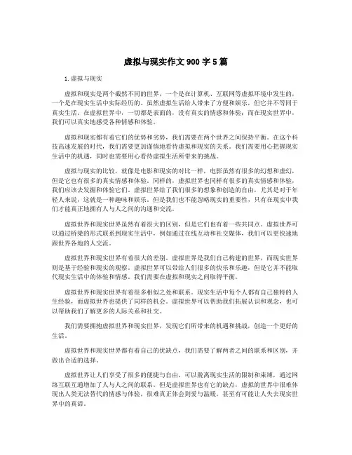 虚拟与现实作文900字5篇