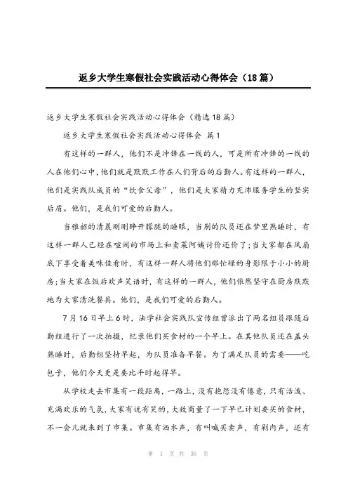 2023年返乡大学生寒假社会实践活动心得体会(18篇)