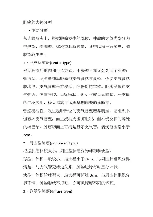 肺癌的大体分型