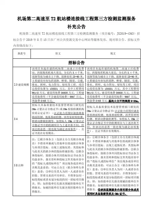 机场第二高速至T2航站楼连接线工程第三方检测监测服务