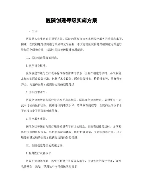 医院创建等级实施方案