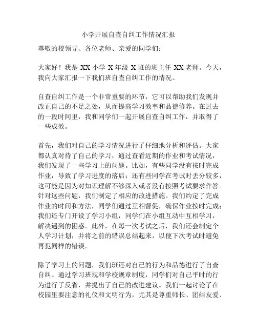 小学开展自查自纠工作情况汇报