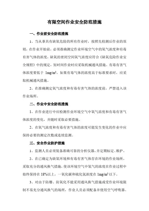 有限空间作业安全防范措施