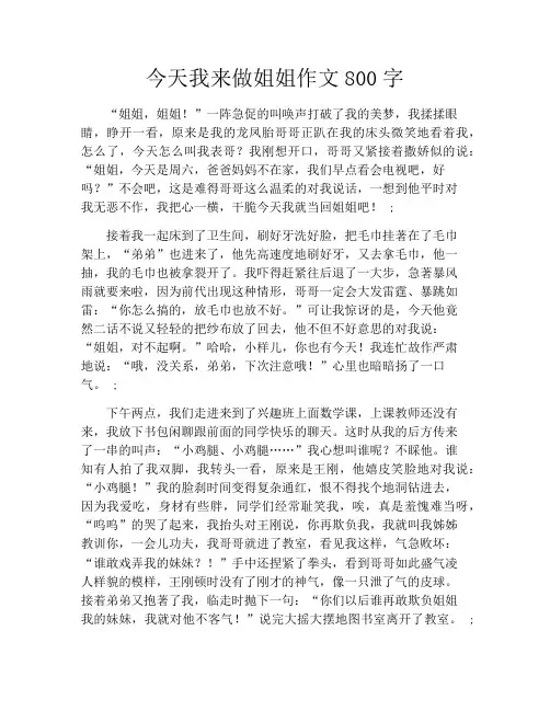 今天我来做姐姐作文800字