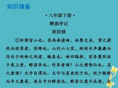 广东专版中考语文总复习中考解读阅读理解第一章文言文阅读第一节课内文言文阅读八下醉翁亭记课件0312177