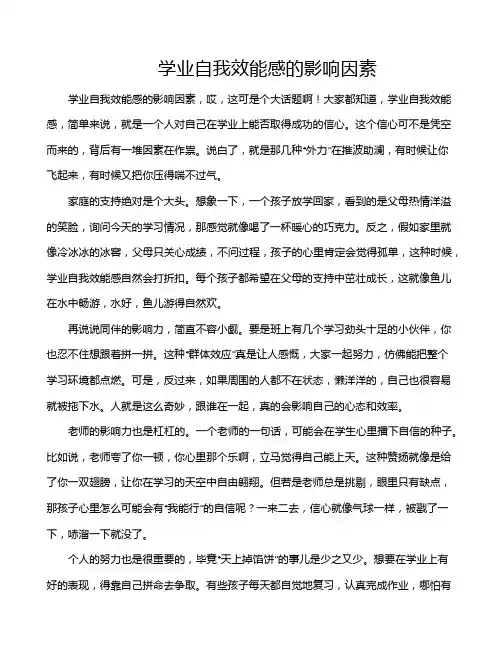 学业自我效能感的影响因素