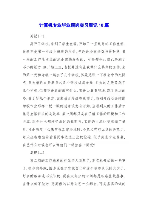 计算机专业毕业顶岗实习周记10篇