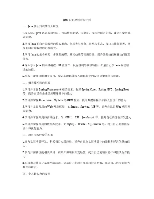 java职业规划学习计划