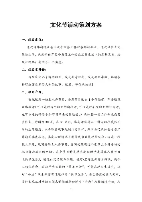 文化节活动策划方案