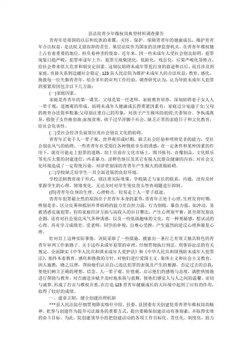 县法院青少年维权岗典型材料调查报告