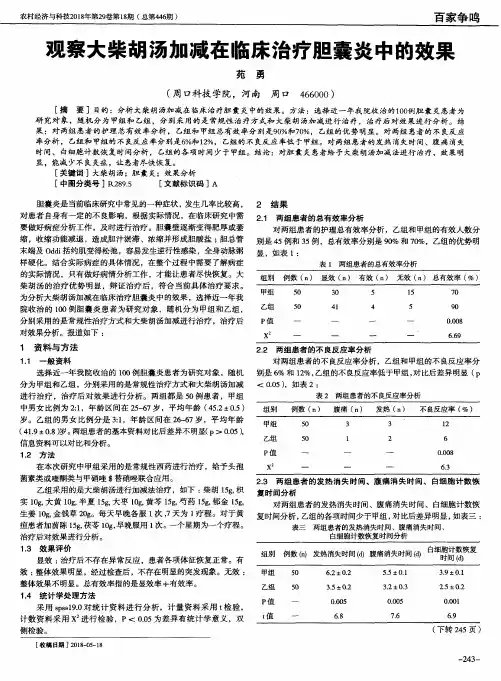 观察大柴胡汤加减在临床治疗胆囊炎中的效果
