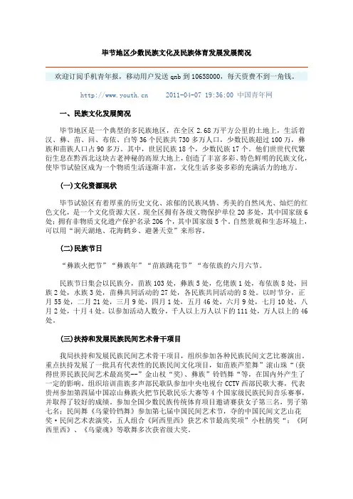 毕节地区少数民族文化及民族体育发展发展简况