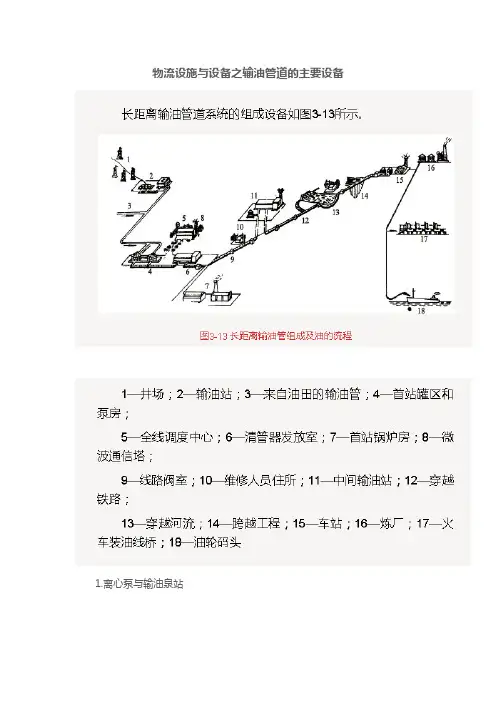 物流设施与设备之输油管道的主要设备
