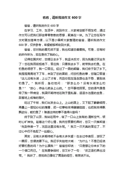 爸爸，请听我说作文600字