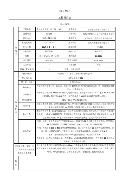 工程概况表格模板