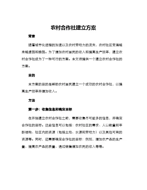 农村合作社建立方案