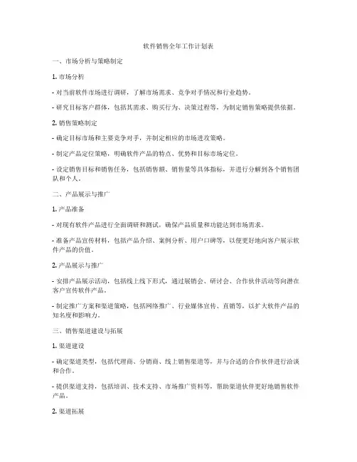 软件销售全年工作计划表