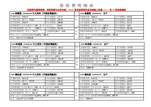 BMW 保 险 费 明 细 表