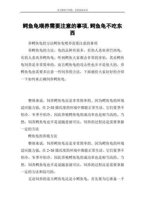 鳄鱼龟喂养需要注意的事项,鳄鱼龟不吃东西