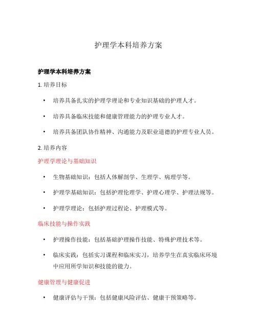 护理学本科培养方案